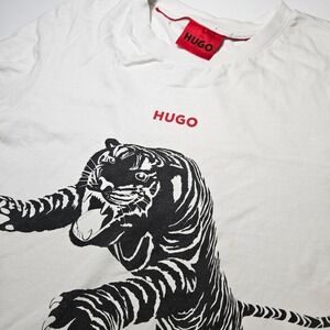 Hugo Boss White Tiger Graphic T-Shirt Short Sleeve Red Logo XS